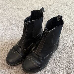 Kids Black Leather Horse Riding Boots with Zipper